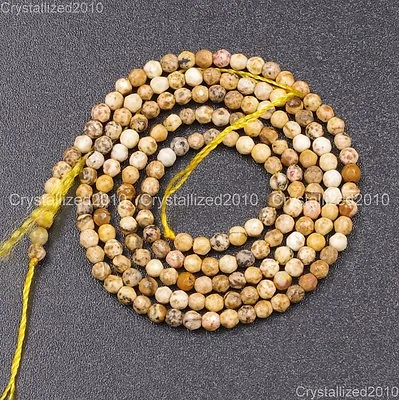 Natural Picture Jasper Gemstone Faceted Round Beads 4mm 6mm 8mm 10mm 12mm 16'' • £4.84