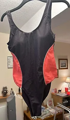 Ladies Grey &  Orange One Piece Swimming Costume Size 12 From Ocean Club • £5