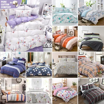 100% Pure Cotton Bedding 2024 New All Size Bed Doona Quilt Duvet Cover Set • $45