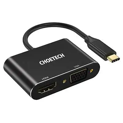 $39.95 • Buy Choetech HUB-M17 USB C To HDMI VGA 4K UHD Dual Screen 2 In 1 Display Adapter 