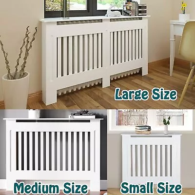 MDF Wood Radiator Cover Grill Shelf Cabinet Modern Traditional Furniture WHITE • £33.99