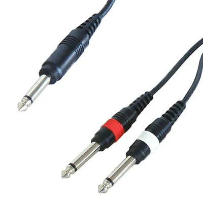 £9.99 • Buy 5m 6.35mm MONO Jack Y Splitter Cable Lead 1 To 2 Plug Guitar Amp 6.3mm 1/4 Inch