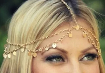 £4.79 • Buy Bohemian Head Chain Headband Headpiece Hair Gold Metal Tassel Coin Boho H2 UK 