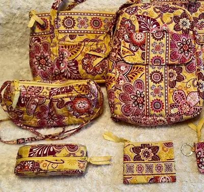 Vera Bradley Bali Gold Backpack Tote Crossbody Frannie ID Travel Lot Of 6 Bags • $55.90