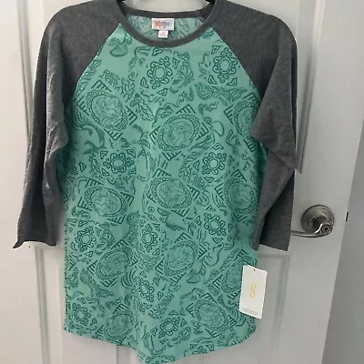 NWT LulaRoe Disney Ariel Little Mermaid Randy Tee Shirt Small/s Teal/gray • $18.99