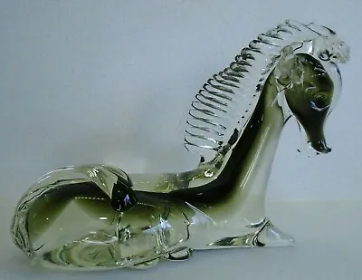 £27.99 • Buy Vintage Italian Murano Glass Sommerso Horse Sculpture Smoky Green 180mm Seguso?