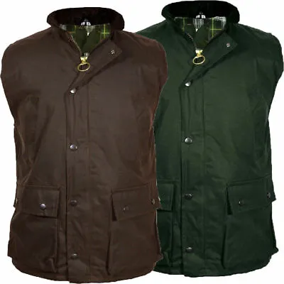 Mens Wax Bodywarmer Waistcoat Gilet Waxed Countrywear Hunting S-5XL Olive Brown • £22.99