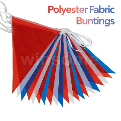 £2.99 • Buy Fabric Red White Blue Bunting 33 Feet,20 Flags Pennant Banner Party Union Jack