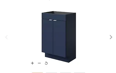 B&Q GoodHome Imandra Matt Blue 2 Door Basin Cabinet W500 H820 D360mm • £49