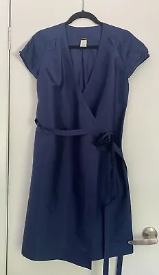 J. Crew 100% Navy Silk Taffeta Wrap Dress USA Sz 0 • $18