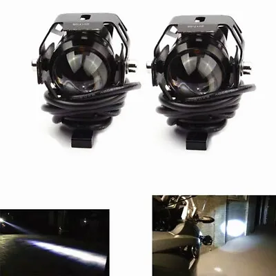 2Pcs Motorcycle Black Headlights Headlamp Spotlights Fog Head Light Whiter LED • $28.40