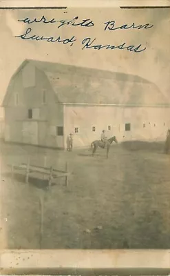 Real Photo Postcard Wright's Barn Seward Kansas Ca 1909 - 64' X 40' • $9.95