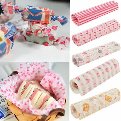 £5.99 • Buy 50X Food Wrapping Wax Paper Hambur Sandwich Bread Candy Wrap Paper UK