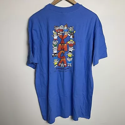 Vintage YMCA Shirt Men's XL Blue Short Sleeve Graphic Double Sided Single Stitch • $29