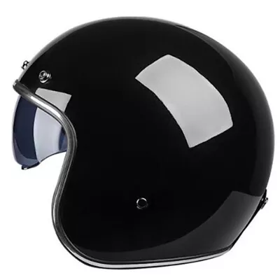 DOT Vintage Motorcycle Helmet Open Face 3/4 Integrated Sun Visor Scooter Helmet • $88.88