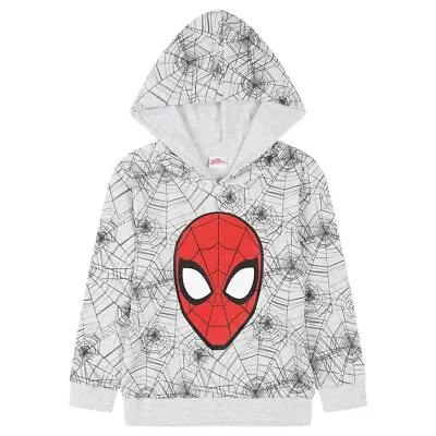 Boys Spiderman Hoodie Grey Spidey Hooded Top Sweatshirt Girls Jumper Kids Hoody • £12.95
