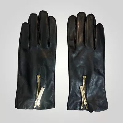 MICHAEL KORS Black Leather Women's Driving Gloves Sz Medium • $59