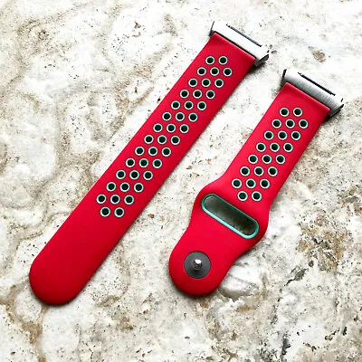Red With Teal Smooth Rubber Silicone Sports Band Strap For Fitbit Ionic • $48.70