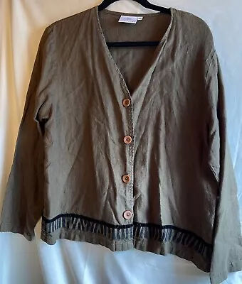 HOT COTTON By MARC WARE Olive Green Button Front Shirt Oversized Jacket EUC • $15