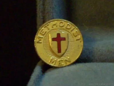 Vintage Methodist Men Screw Back Pin Medal Red Enamel Cross Badge Gold Tone Old • $9.99