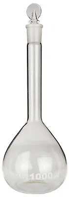 Volumetric Flask With Ground Glass Stopper 1000ml Capacity • $21.07