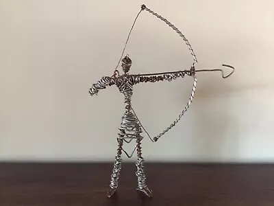 MCM Abstract 11” Twisted Wire Art Sculpture Of Man Shooting Bow & Arrow Archery • $14.95