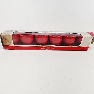 Vintage Set Of 6 Emsa Red Egg Cups West Germany W/ Original Box - 2  Tall • $26.95