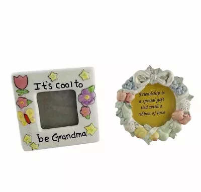 Lot Of 2 Miniature Mini Picture Frames Pastels Grandma Core MCM Ceramic Resin • $12