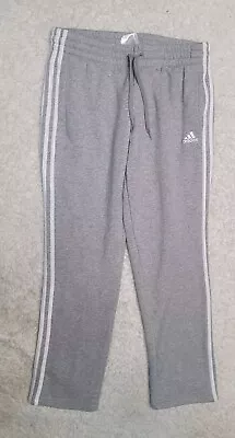 Adidas Women's Athletic Pants  Large Gray White Lines Drawstring • $22.99