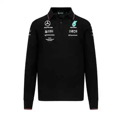 Mercedes AMG Petronas F1 Team Long Sleeve Knitted Poloshirt 2023 Free UK Ship • £49.99