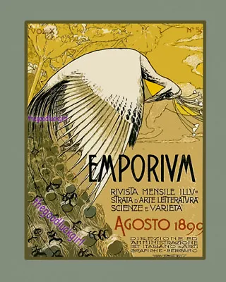 August 1899 EMPORIUM PEACOCK 8x10 Italian Art Deco Advertising Art Print  • $14.99