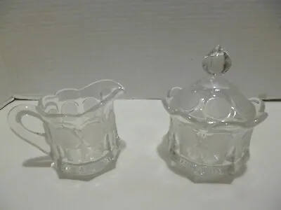 Vintage Fostoria Clear Coin Glass Creamer And Sugar • $10