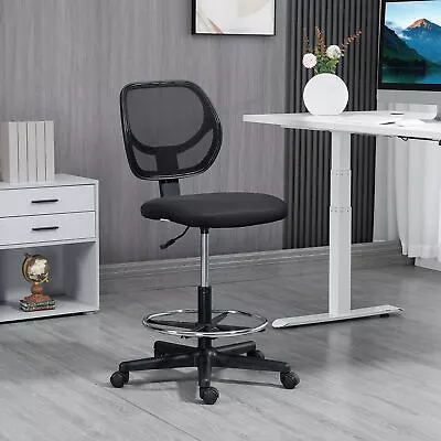 Tall Office Chair Draughtsman Chair With 360° Wheels For Standing Desk Black • £59.99