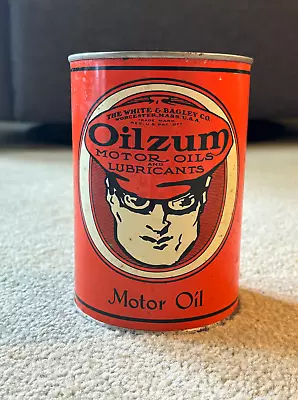 Vintage 1 Quart Oilzum Motor Oil Metal Can FULL CLEAN! • $1899