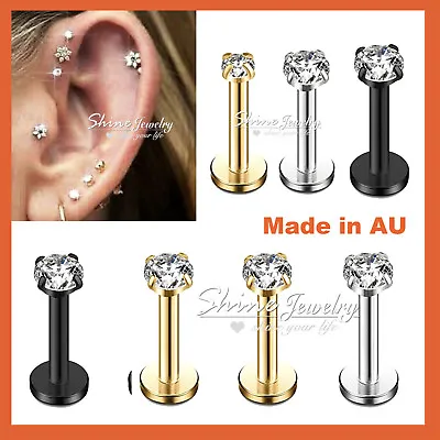 $4.72 • Buy Titanium Ear Helix Tragus Cartilage Earring Lip Crystal Bar Stud Body Piercing