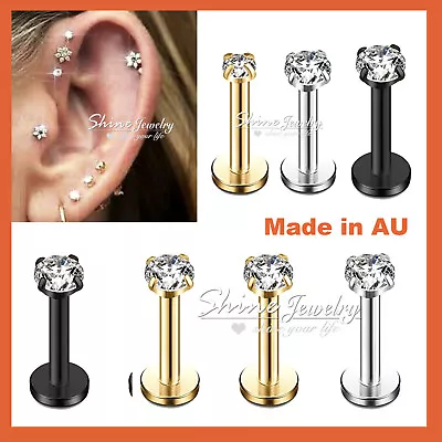 Titanium Ear Helix Tragus Cartilage Earring Lip Crystal Bar Stud Body Piercing • $4.72