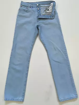 Levis 501 Jeans Mens Size 29 X 30 Blue Button Fly Straight Leg Light Wash Y2 • $24