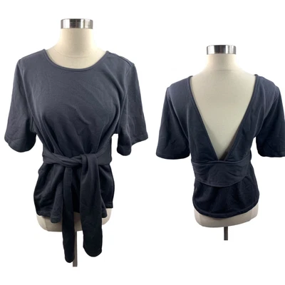 £24.53 • Buy Nike Womens Studio Yoga Wrap Top Shirt SZ XL Classic Black Front Tie
