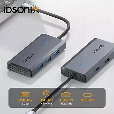 5 In 1 Type C To HDMI Adapter USB 3.0 Hub 4K Docking Station For MacBook Pro Air • $18.04