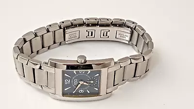ESQ By Movado Stainless Steel Ladies Tank Style Swiss Watch With Rare Blue Dial • $49.99