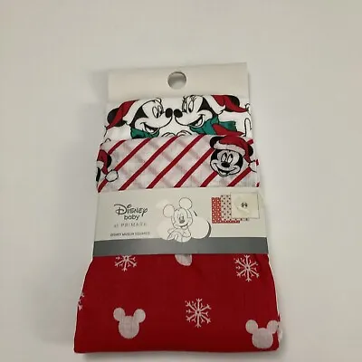 Primark Mickey Minnie Baby Muslin Squares Christmas Burp Snow Red White Disney • $34.99