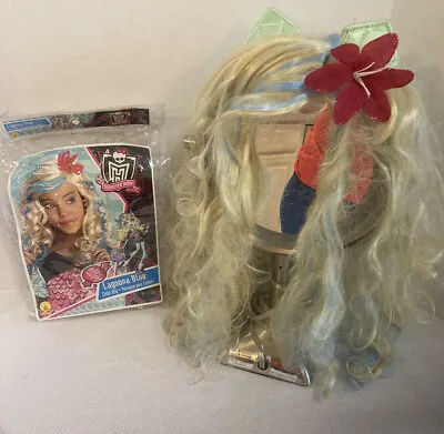 Monster High Lagoona Blue Child's Costume Wig Blonde And Blue W Flower & Fins • $8.30