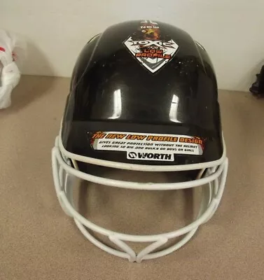WORTH Softball Helmet # LPBHT W/ Mask  One Size Fits  6 1/2 -7 1/2 BLACK/WHITE • $30