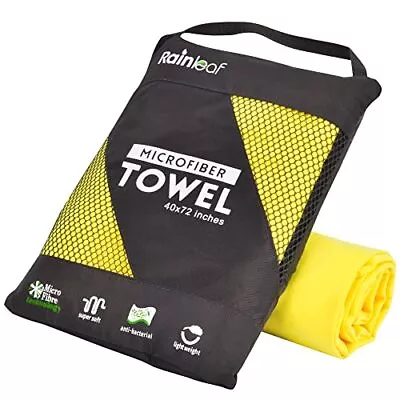 Rainleaf Microfiber Towel Perfect Travel & Gym & Camping 24.00  X 12.00  Yellow • $14.79