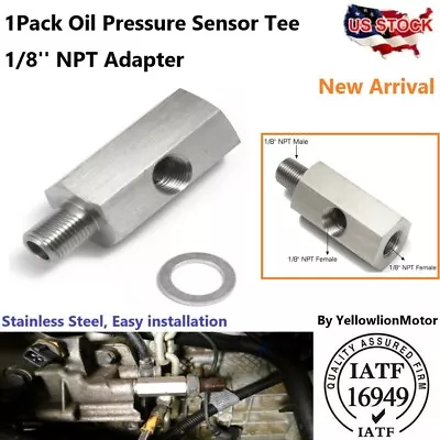 1/8  BSPT Oil Pressure Sensor Tee To NPT Adapter Turbo Supply Feed Line Gauge • $8.82