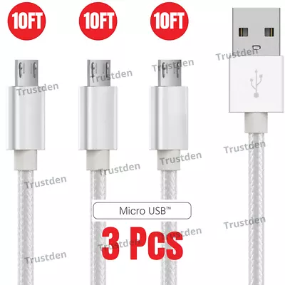 10Ft Micro USB Charger Data Sync Cable Cord For Android Samsung Google HTC LG • $11.69