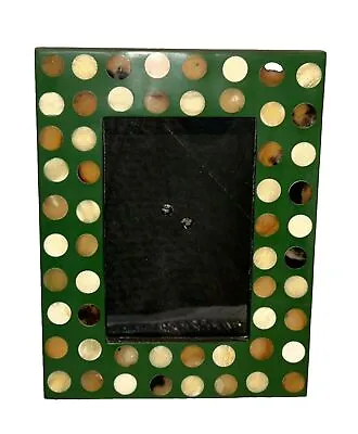 Green Dots Stone Inlaid Mosaic 4”x6”Photo Frame Picture Portrait 6.5”x8.25” • $27.99