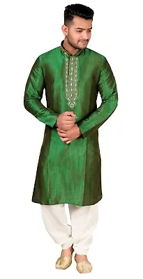 Men's Indian Green Kurta Cream Salwar Kameez Pajama Bollywood Asian Sherwani 746 • £38