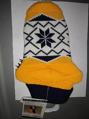 Zack & Zoey Yellow Pet Dog Nordic Sweater With Navy Scarf XS  • $6.99