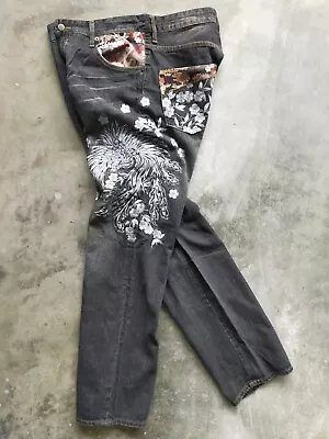 Unknown Brand Embroidery Sukajan Yakuza Japan Motive Jeans • $36.08